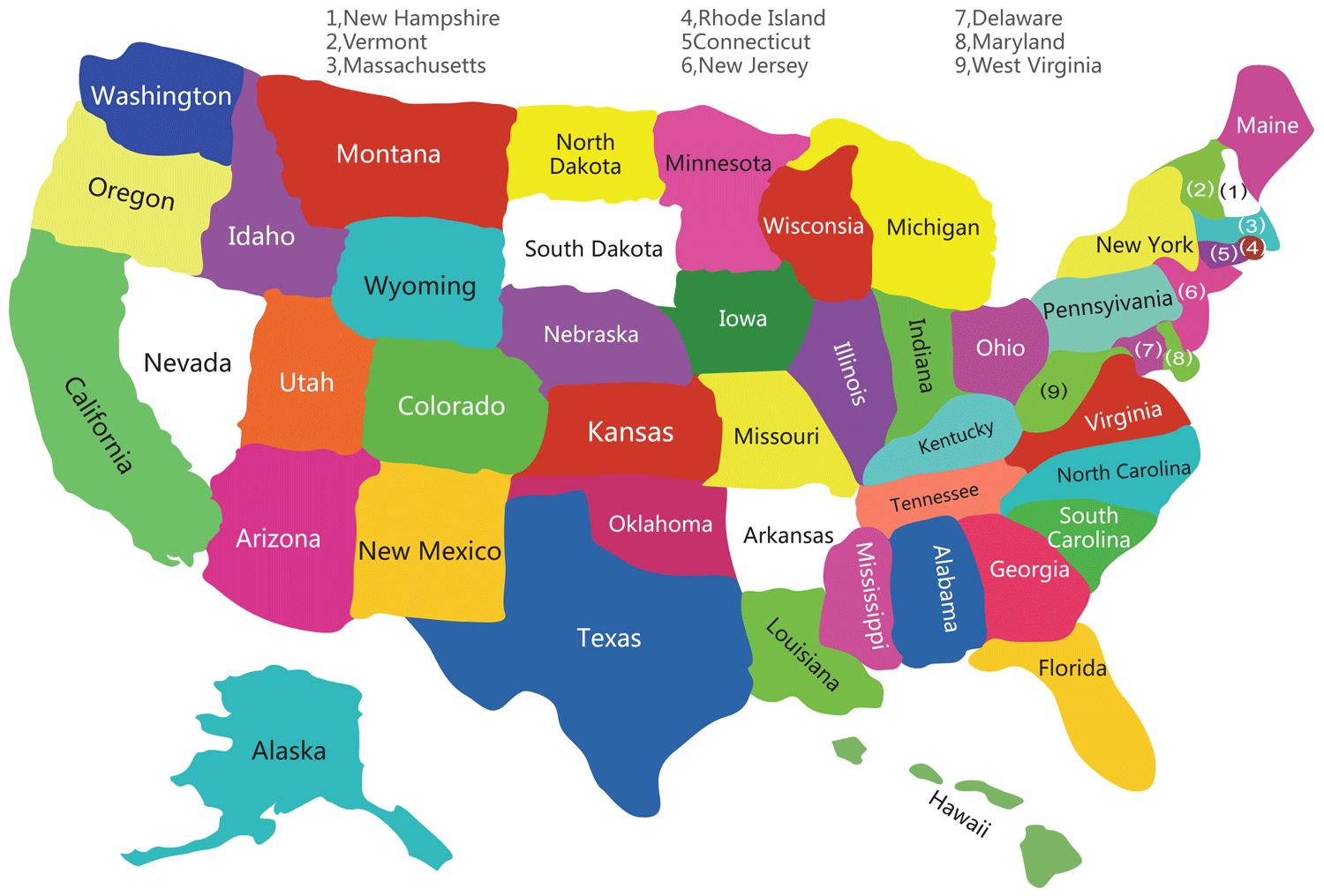 Usa Map With State Names / United States Of America Map Poster Map Of